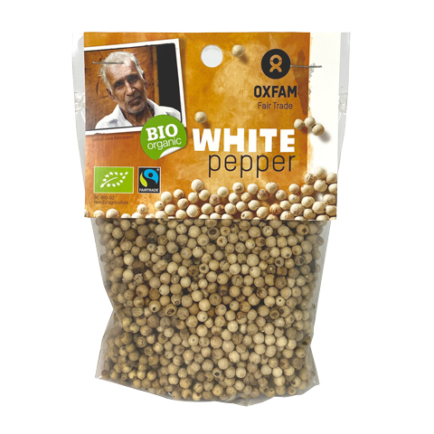 Oxfam Vitpeppar hel 110g