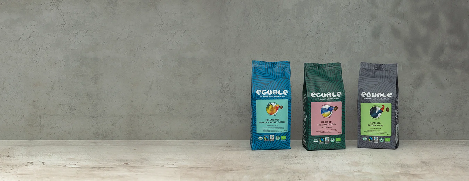 Tre sorters kaffe från Eguale